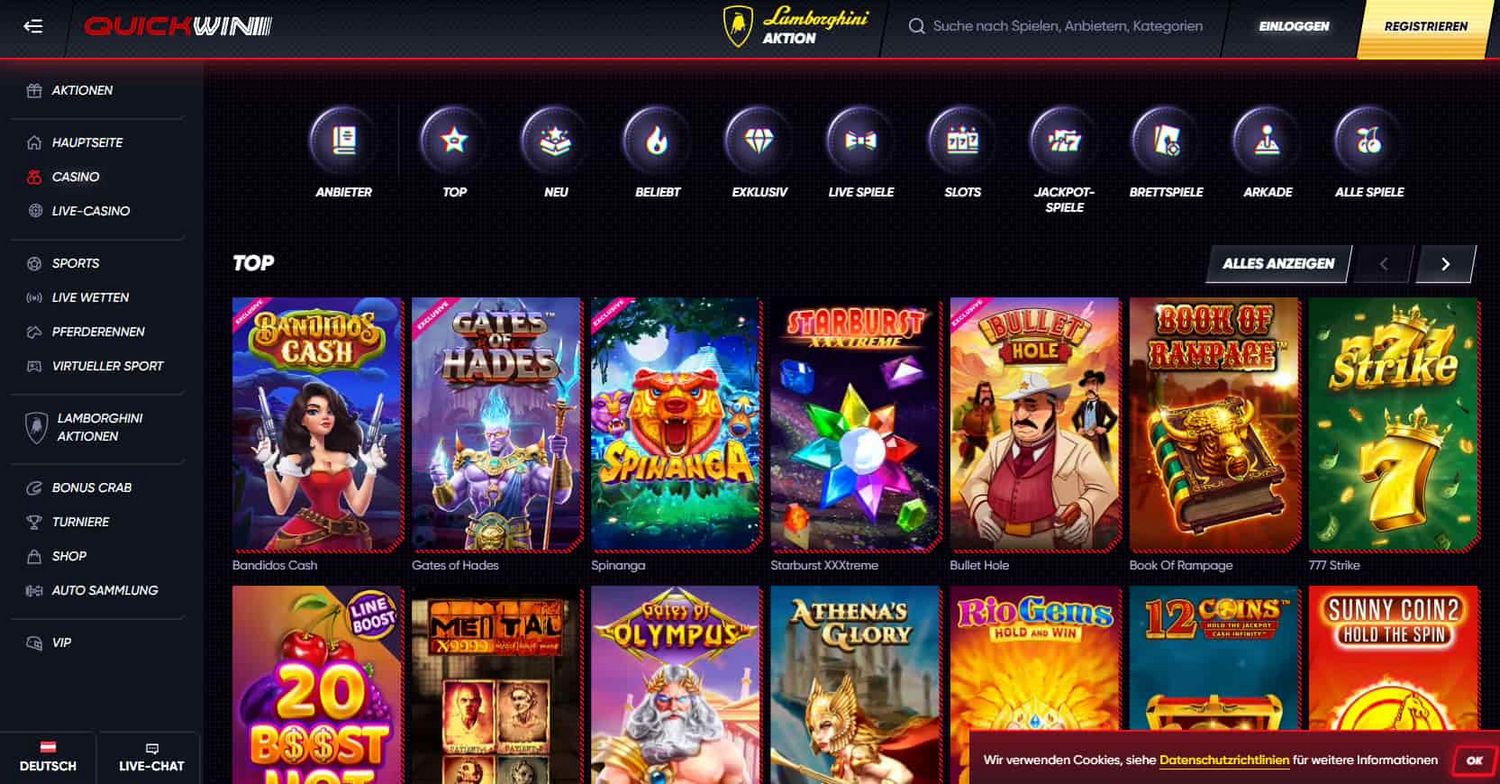 Bewertung der Cashwin Casino-Website